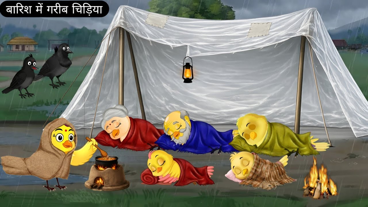 बारिश में गरीब चिड़िया  | Chidiya Cartoon | Beti Chidiya Cartoon | Kalu Kauwa Stories