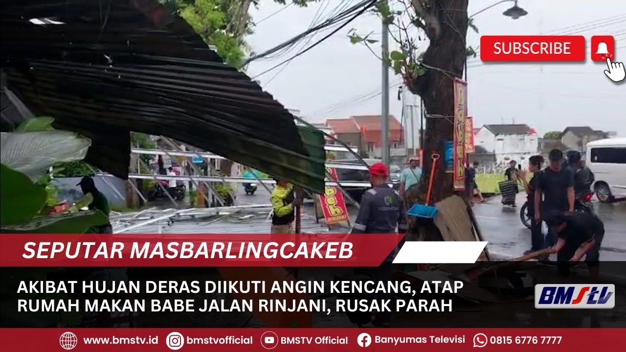 AKIBAT HUJAN DERAS DIIKUTI ANGIN KENCANG, ATAP RUMAH MAKAN BABE JALAN RINJANI, RUSAK PARAH