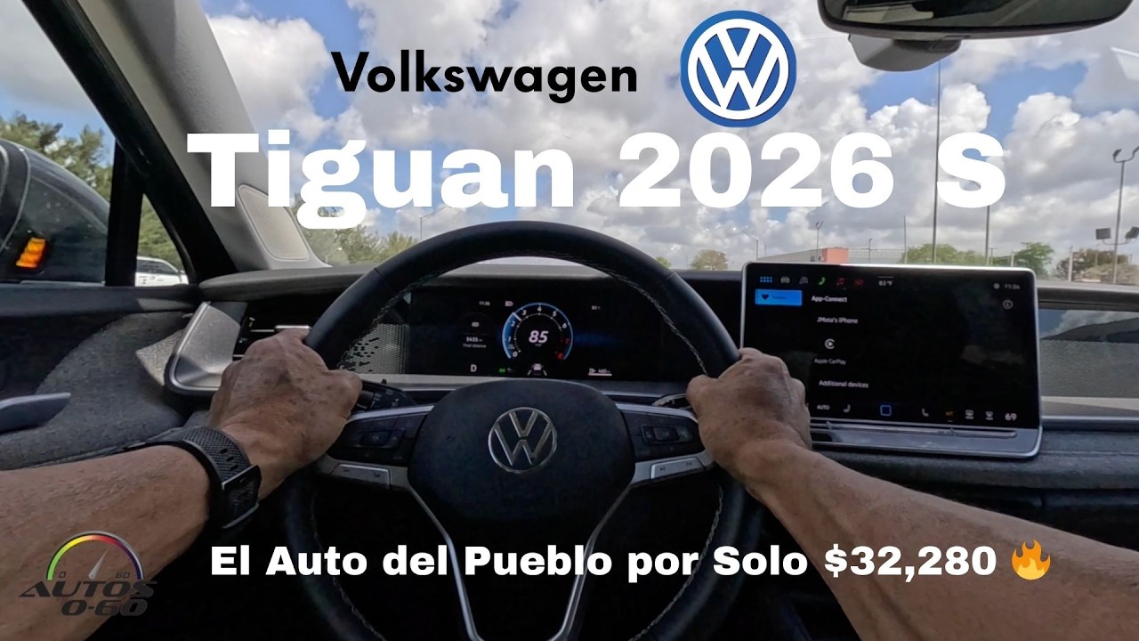 ✅ DESCRIPCIÓN OPTIMIZADA (copia y pega directamente):
¡El Volkswagen Tiguan S 2026 es el auto del pueblo de la era moderna! Por solo $32,280 (MSRP con destino incluido), tienes un SUV compacto familiar lleno de tecnología alemana que destroza al promedio de casi $50,000 de los autos nuevos en Estados Unidos en 2026. 😱

Especificaciones técnicas clave del Tiguan S 2026:
Motor: 2.0L TSI Turbo 4 cilindros → 201 HP y 207 lb-ft de torque (FWD) / 221 lb-ft (4MOTION AWD)
Transmisión: Automática de 8 velocidades
Tracción: Delantera de serie | 4MOTION AWD opcional (+$1,500)
Consumo EPA: 26 ciudad / 34 carretera / 29 combinado (FWD) – uno de los más eficientes del segmento
Tecnología: Pantalla táctil 12.9", cuadro digital 10.25", Apple CarPlay + Android Auto inalámbricos, carga inalámbrica, asientos delanteros calefactables en tela, IQ.DRIVE (seguridad nivel 2)
Espacio: Hasta 69.8 pies cúbicos con asientos abatidos | 5 pasajeros cómodos
Peso reducido ~170 lb vs generación anterior → mejor manejo y eficiencia

¿Cómo se compara con la competencia 2026?

Toyota RAV4 LE Hybrid: ~$31,900 (pero menos potencia en gasolina pura y menos espacio trasero)
Honda CR-V LX: ~$30,920 (190 HP, pero interior más básico y menos tecnología de serie)
Hyundai Tucson y Kia Sportage: precios similares, pero el Tiguan gana en refinamiento alemán, manejo y equipamiento premium de fábrica

Este es el SUV que cualquiera puede pagar sin sacrificar calidad. Diseño moderno, seguridad completa, espacio familiar y ese toque premium que no encuentras en los “baratos” asiáticos.

¿Vale la pena en 2026? Te lo cuento todo en el video: manejo real, consumo en ciudad y carretera, materiales, pros y contras, y para quién es perfecto.

👉 ¿Comprarías el Tiguan S 2026 o te irías por un japonés? Déjame tu opinión en comentarios y dime cuánto estás dispuesto a pagar por un SUV nuevo.

🔥 Dale LIKE si te sorprendió el precio y SUSCRÍBETE para más reviews reales de autos que sí puedes comprar.

Timestamps:
00:00 – Introducción y precio bomba
01:15 – Diseño exterior 2026
02:40 – Interior y tecnología
04:10 – Motor, potencia y consumo
06:30 – Comparación directa vs RAV4 y CR-V
09:45 – ¿Para quién es este auto?
11:20 – Conclusión: ¿Lo compraría yo?

#Tiguan2026 #TiguanS #VolkswagenTiguan #AutoDelPueblo #SUVBarato #ReviewTiguan #TiguanVsRAV4 #Auto2026 #SUVFamiliar #PrecioReal #Volkswagen2026 #CarReview