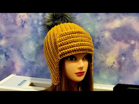 Вязание крючком шапка женская зимняя видео с ушками