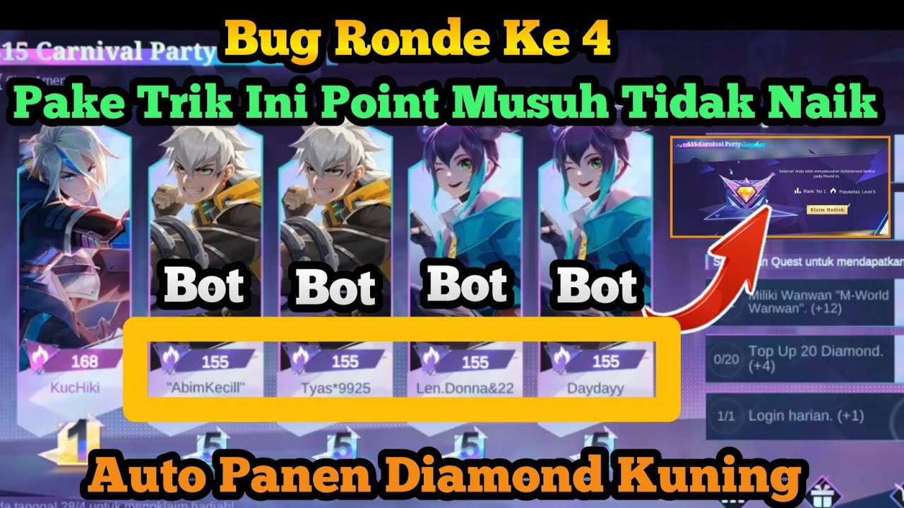 Bug Ronde 4 ! Cara Agar Rank 1 Di Event Promo Diamond Kuning Mobile Legends - Bug Kode Chat Global