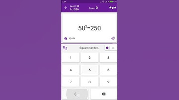 Math Tricks - Training mode - square numbers between 50 and 59 - level 029 (Number Keyboard)