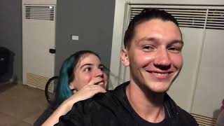 My girlfriend's reaction when she saw I cut my hair!!!