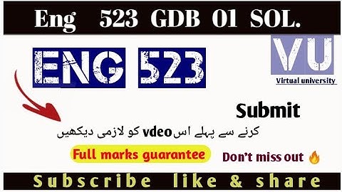 Eng523 GDB 01 | solution 2025|VU| |Eng523 #rslearningzone523GDBbyRSLearningZone