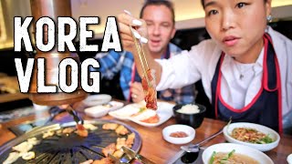Korea Vlog: Delicious Korean BBQ Buffet, Myeongdong Shopping & Cherry Blossoms 🌸
