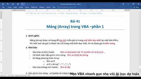 Bài 41 - Mảng trong VBA   khai báo mảng