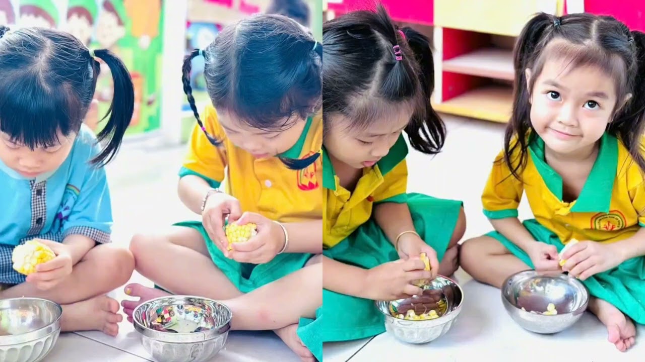 Kỹ năng bé tách hạt ngô 