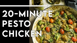 THE EASIEST 20-MINUTE KETO DINNER EVER - One-pot Pesto Chicken Skillet - CHEF MICHAEL image