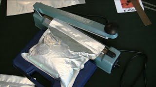 Using an Impulse Sealer to seal mylar bags when storing rice