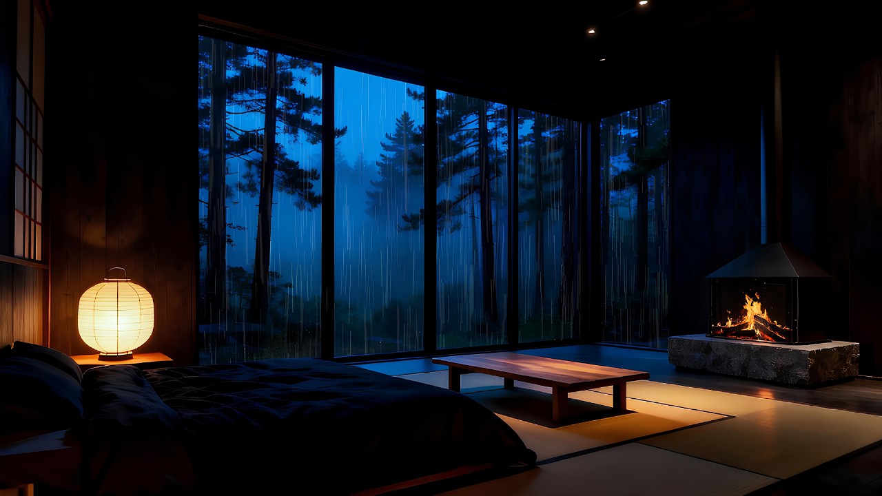 Heavy Rain for Deep Focus | Cozy Cabin Study Ambience (No Talking)