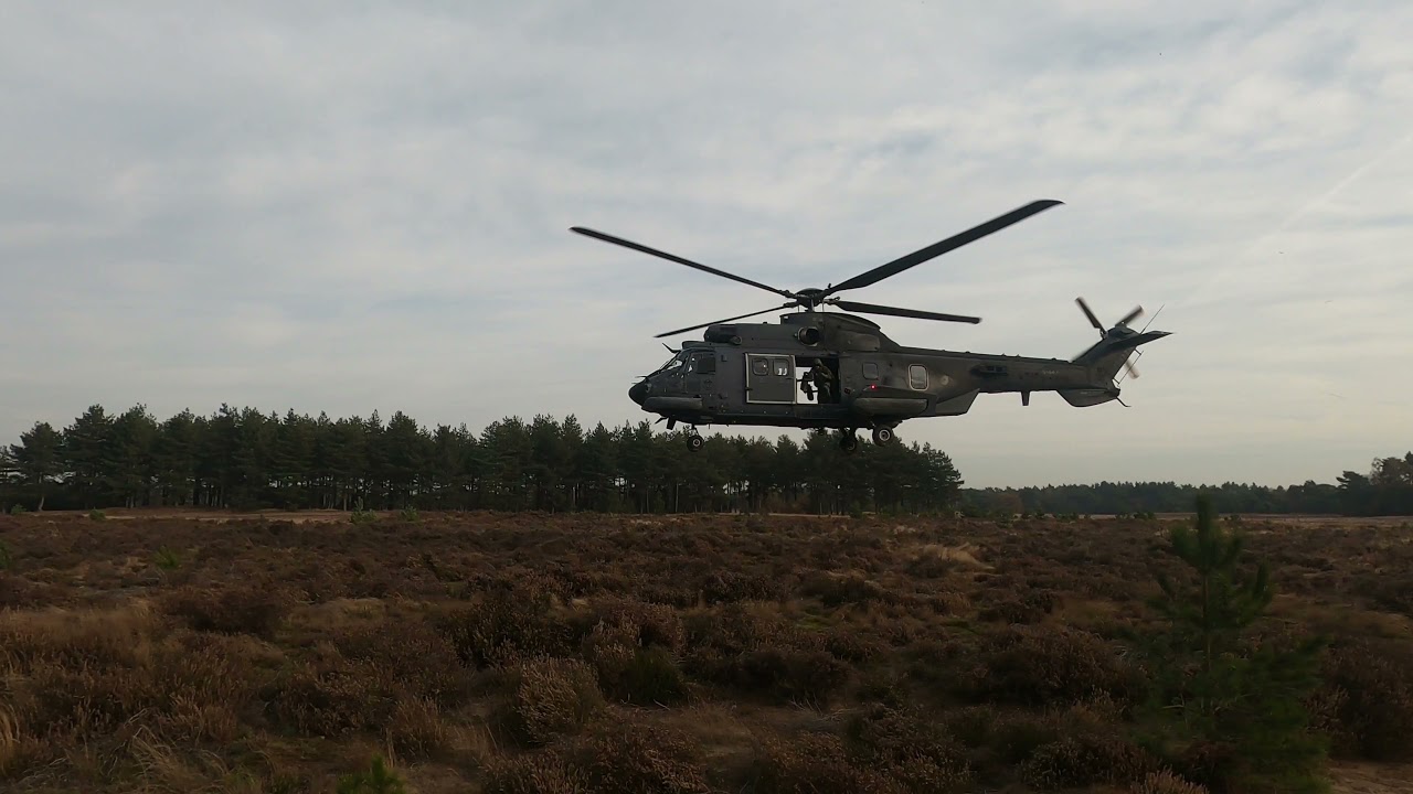 Eurocopter AS532 Cougar loadmaster practice.