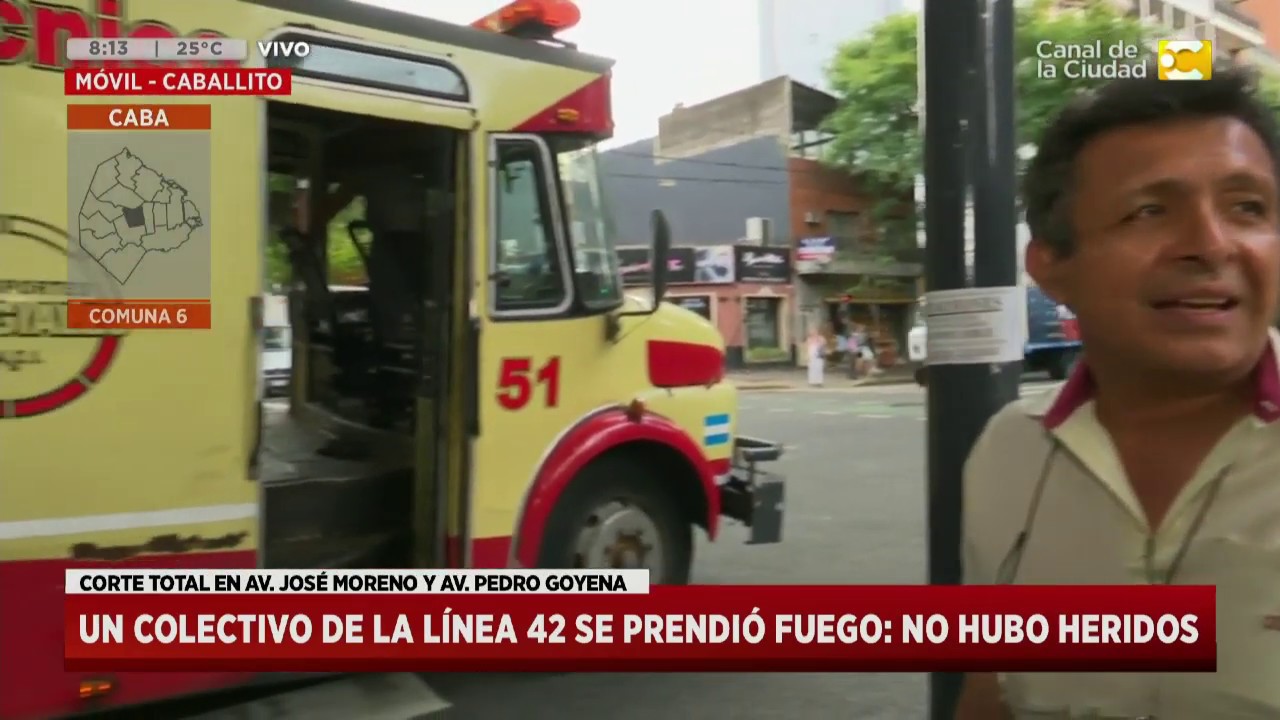 Incendio en un colectivo de la línea 42 en Caballito: no hubo heridos - Hoy Nos Toca a las 8