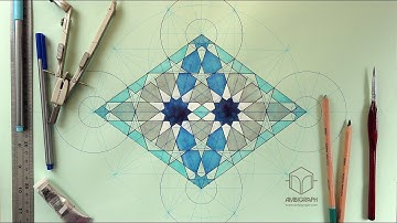 Timelapse drawing of a Moroccan geometric pattern with ruler and compass