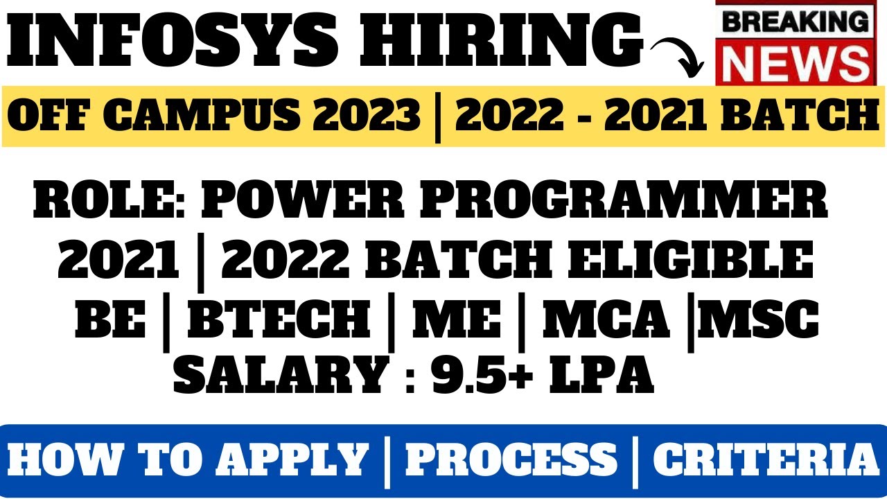 INFOSYS OFF CAMPUS HIRING 2023 | ANY GRADUATE CAN APPLY | NO % CRITERIA ...