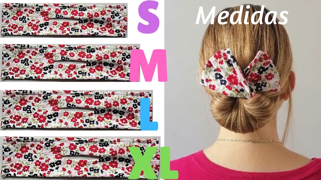 Banda para crear moño con diferentes medidas. Fabric bun maker (Measurements end of the video)