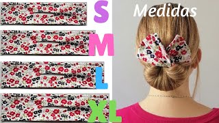 Banda para crear moño con diferentes medidas. Fabric bun maker (Measurements end of the video)