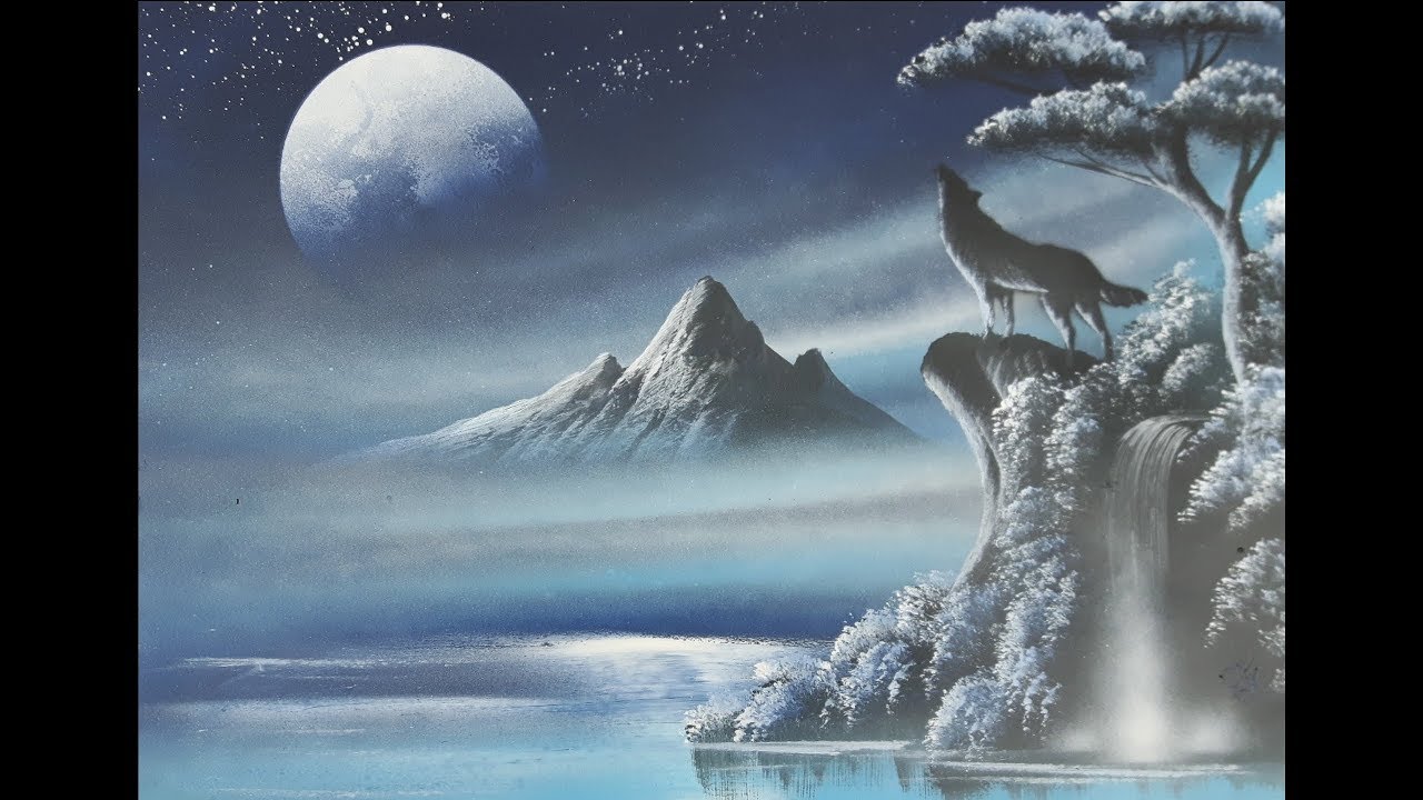 Spray paint art Wolf and moon made by street artist YouTube