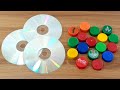 Amazing crafting out of old cd disc  plastic bottle caps  awesome decoration idea 2020