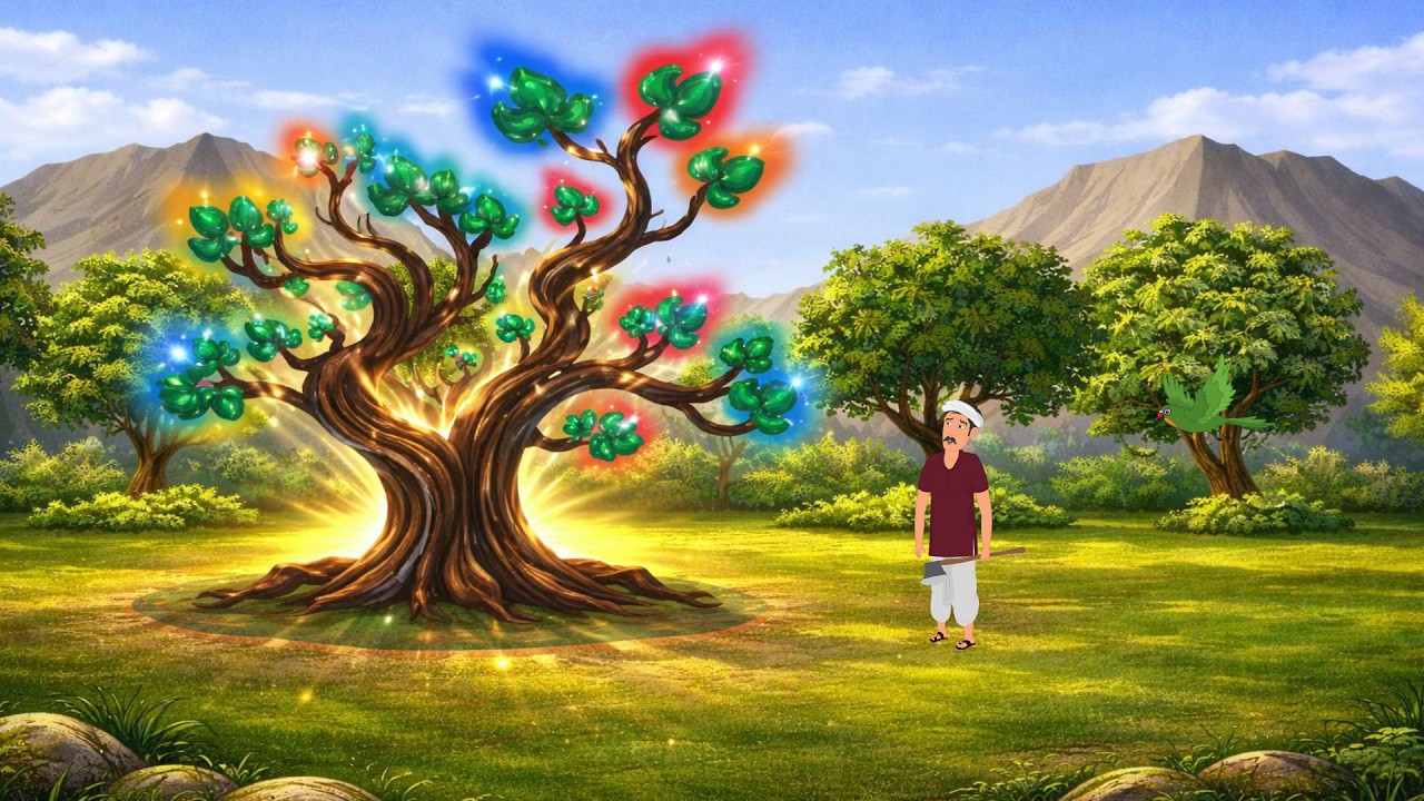 जादुई पेड़ और गरीब लकड़हारे की किस्मत | Hindi cartoon | moral story | Hindi kahani | Cartoon story