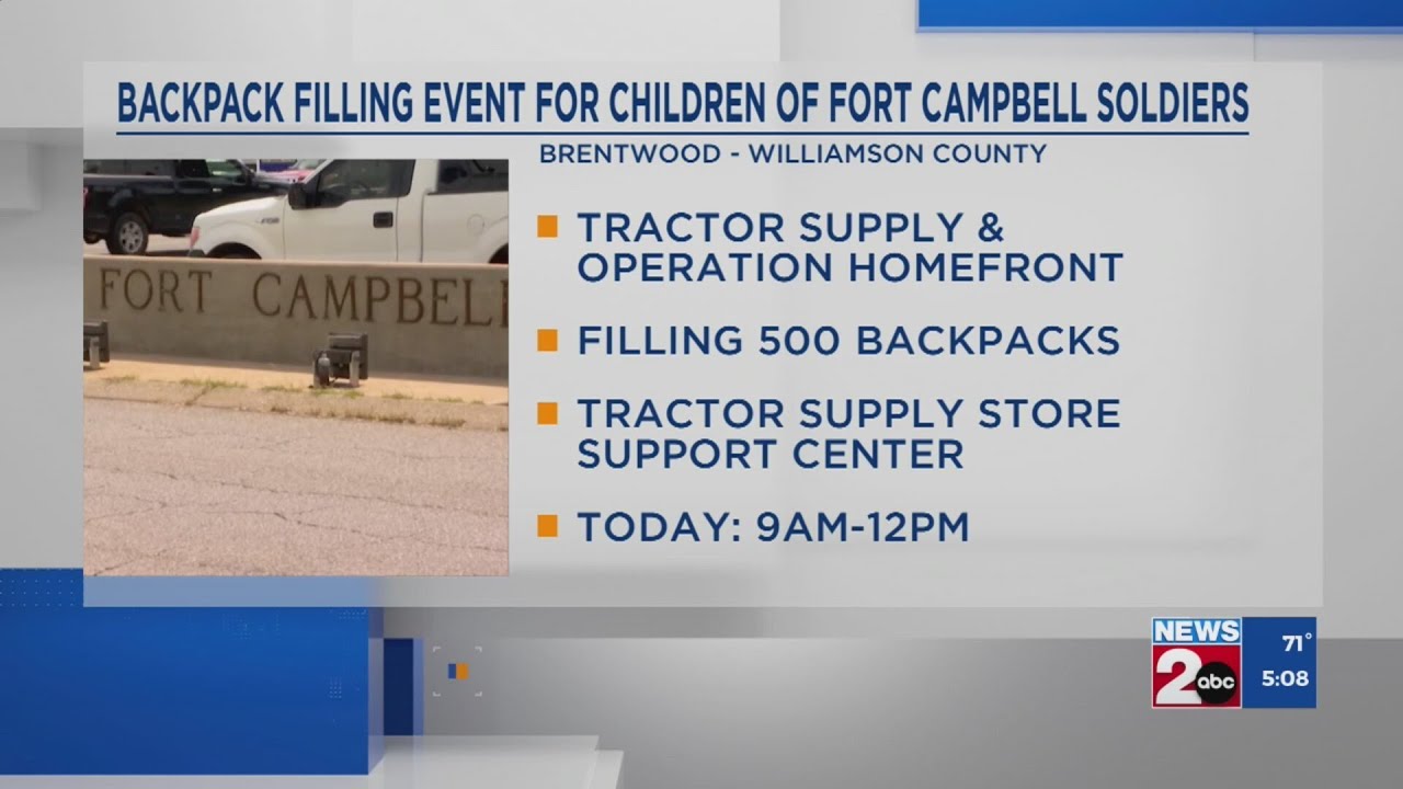 Backpack filling event for children of Fort Campbell soldiers