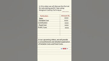 Format of Marginal Cost technique to find Profit/ Loss ✅!