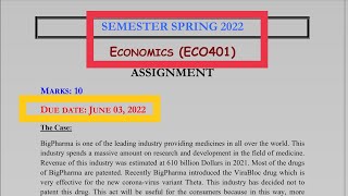 Eco401 Assignment No 1 Solution 2022