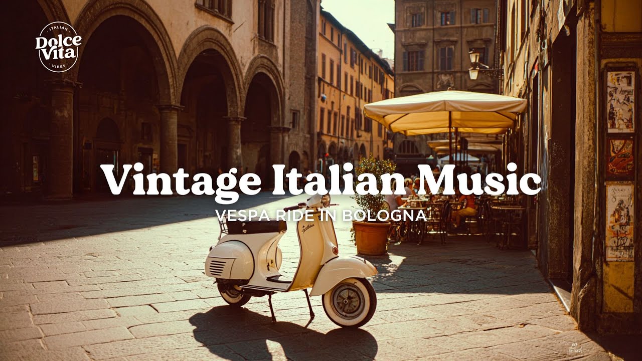 Bologna Streets by Vespa 🛵 Vintage Italian Music Under the Arches to Relax