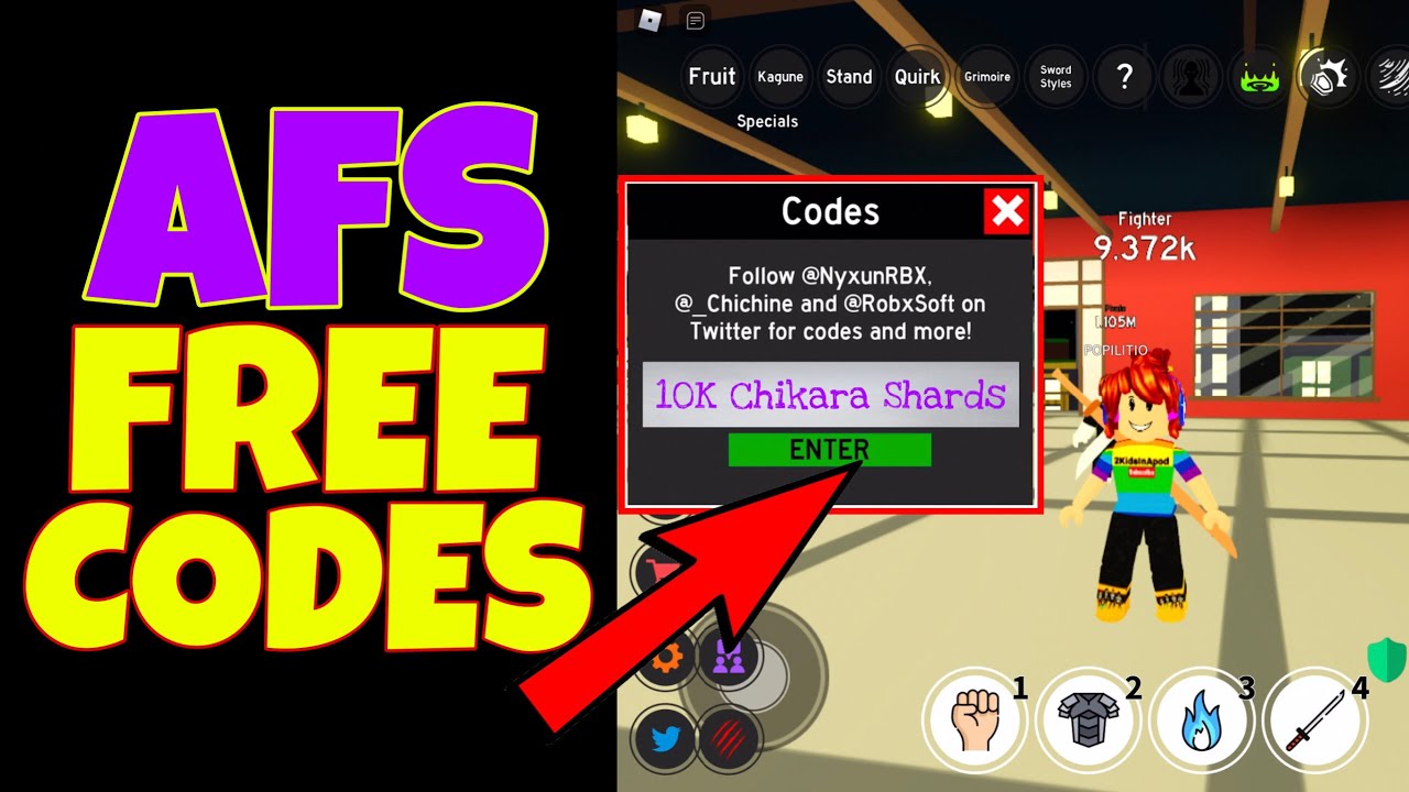 NEW* FREE CODE AFS ANIME FIGHTING SIMULATOR gives 5K FREE Chikara ALL