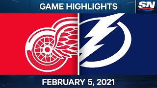 NHL Game Highlights | Red Wings vs. Lightning - Feb. 5, 2021