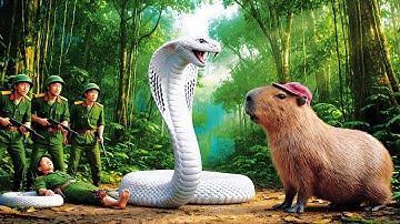 Capybara giúp chú bộ đội bị rắn hổ mang khổng lồ cắn #capybara