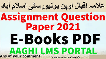 Aiou Assignment Question paper 2021 & Books Download Allama Iqbal Open University | AIOU INFO