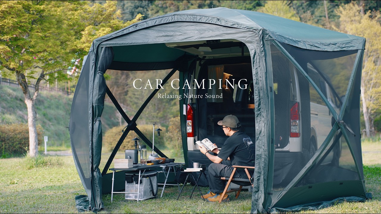 Соло-кемпинг | Спокойный вид с возвышенности и тепло костра | Расслабление | ASMR