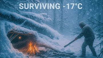 No tent, No sleeping bag -Extreme Winter Survival Camping (OF/-17C)