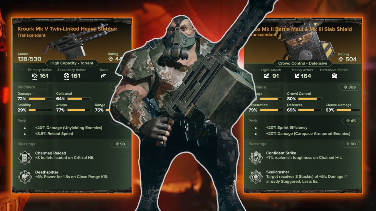 OGRYN BUFFED BEST IN SLOT HEAVY STUBBER + Shield Darktide Heresey