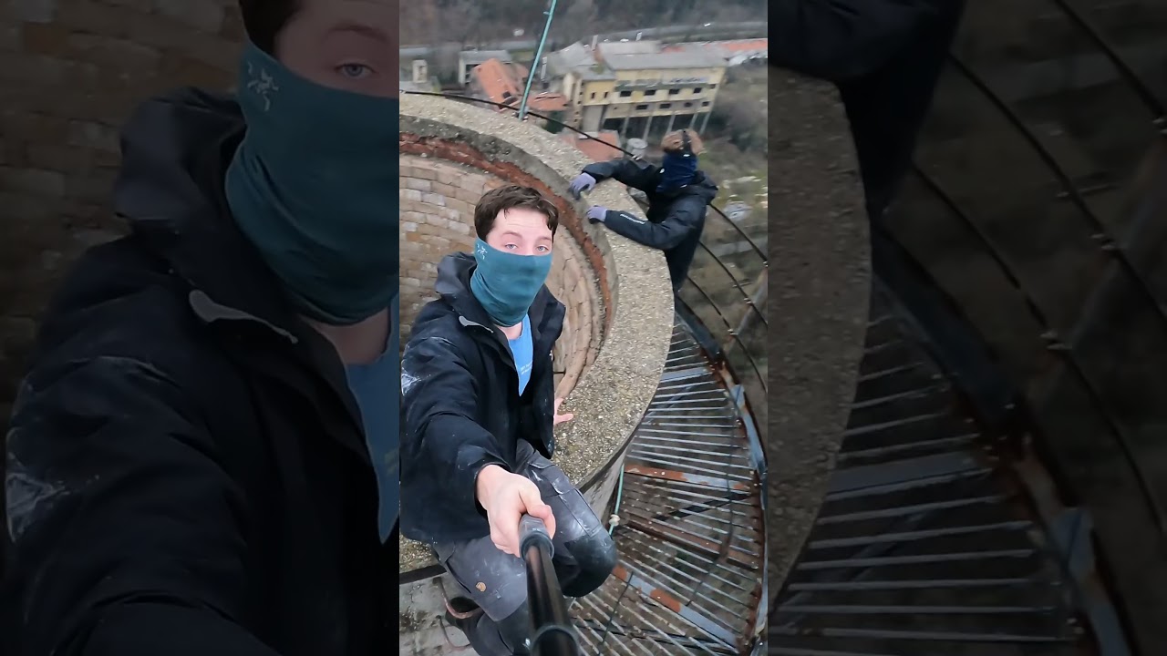 We climbed an abandoned chimney in Italy
