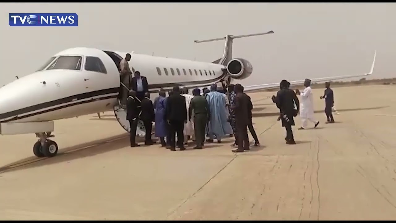 Download (WATCH) Moment Tinubu Arrived Yobe State To Meet APC Delegates