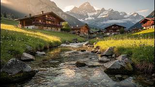 Cozy Alpine Village River 🌄 Peaceful Mountain Nature Sounds