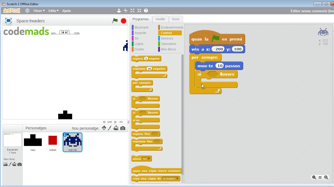 Com fer un Space Invaders amb Scratch 2 en 5 minuts! - YouTube