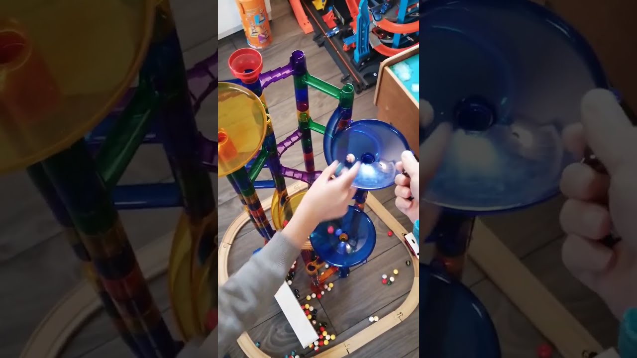 Jenga City 18 - The tallest marble run tower built surrounded by a single track