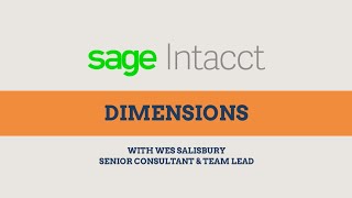 Sage Intacct: Dimensions Demo