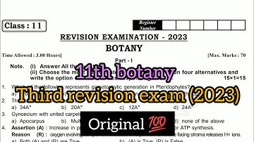 11th botany third revision exam original question paper 2023