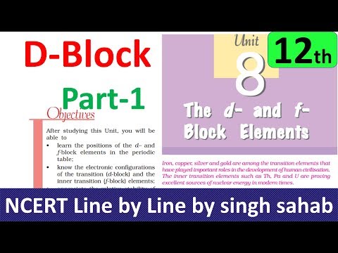 D Block Part 1 Inorganic Chemistry Class 12 Chapter-8 NCERT | IIT JEE NEET | Hindi
