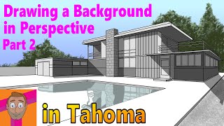 Drawing a background in perspective with Tahoma and its drawing assistants. Part 2