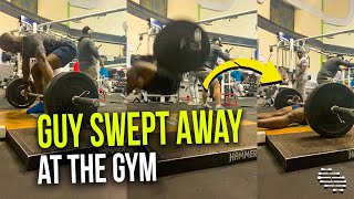 Guy Attempted “Clean the Bar” but Got Stuck on the Belt Causing Him to Be Swept Away