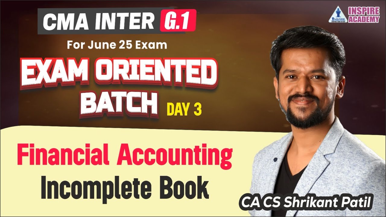 CMA Inter Financial Accounting | Lec 4 | past exam paper question For ...