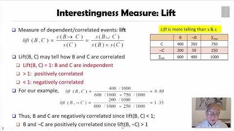 DATA MINING   4 Pattern Discovery in Data Mining   3 2  Interestingness Measures   Lift and χ2
