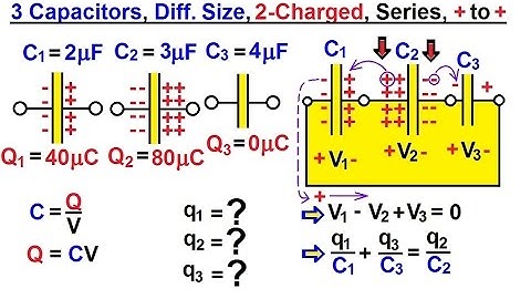 Physics - E&M: Dis- and Re-Connecting Capacitors (13 of 16) 3-Cap., Diff., 2-Charged, Series, + to +