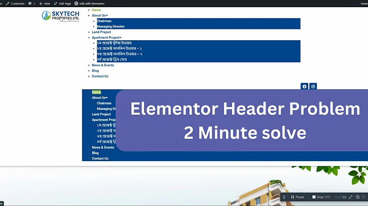 Elementor Header Problem Solve in 2 Minute