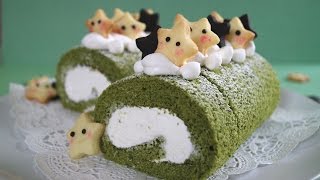 Matcha Swiss Roll (Japanese Roll cake)抹茶ロールケーキ ふわふわもっちり