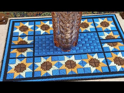 مفرش بخيط السلسلة على الشبك الكنفاة البلاستيك الجزء الاول       